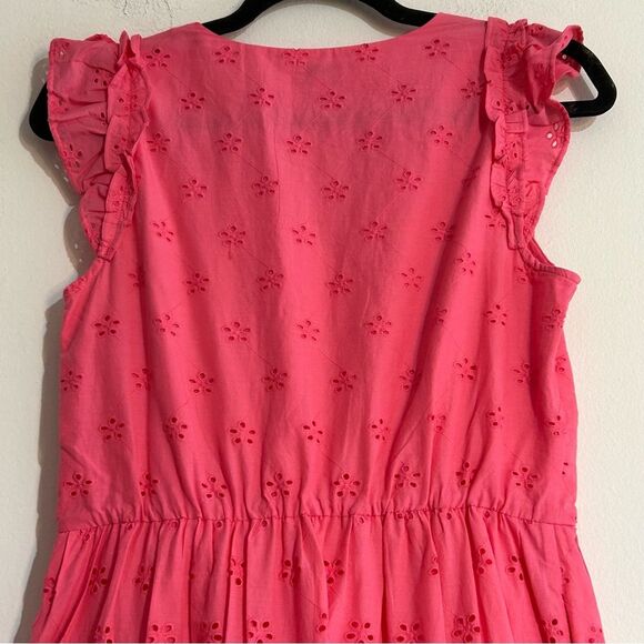J. Crew Factory Cotton Eyelet Midi Dress Size 2 Hot Pink - Picture 8 of 11